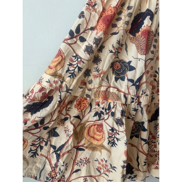 Ulla Johnson Floral Ruffle Tiered Babydoll Mini Dress Cream Blue Ochre - Picture 12 of 16